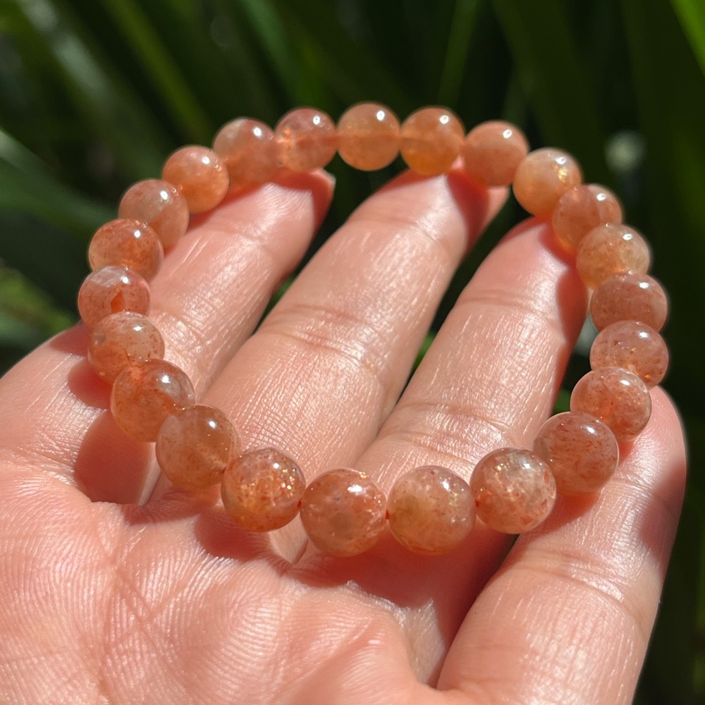 8mm stretchable flashy sunstone bracelet